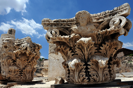 Pillars in Ancient Beit Shean, Israel.の写真素材