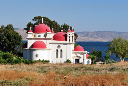 The Greek Orthodox Church of the Seven Apostles In Capernaum on Lake Kinneret, Israel.の写真素材
