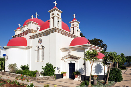 The Greek Orthodox Church of the Seven Apostles In Capernaum on Lake Kinneret, Israel.の写真素材