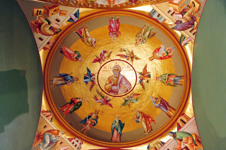 Inside the church in Capernaum or Kfar Nahum a settlement on the shore of the Sea of Galileeのeditorial素材