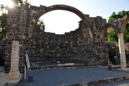 The church in Kursi, the largest Byzantine Monastery in Golan Heights on the kinneret lake.の写真素材