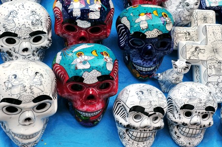 Mexican skeleton art on display in Mexico City, Mexico.の写真素材