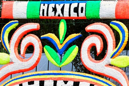The flag of United Mexican States with the words Mexico.の写真素材