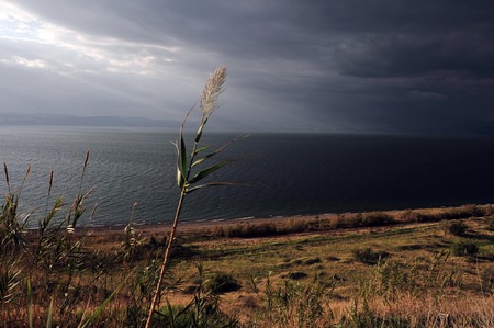 General view landsacpe of Sea of Galilee lake Kinneret, Israel.