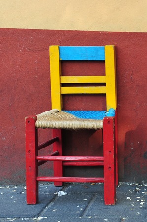 Colorful mexican chair in the street of Mexico City, Mexico.の写真素材