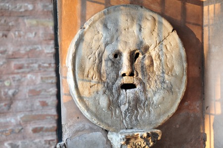 The Mouth of Truth (La Bocca della VeritÃ , at the Church of Santa Maria in Cosmedin, Rome, Italy.の写真素材