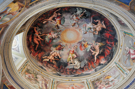Artwork at the Vatican Museums in the Vatican city in Rome Italy.のeditorial素材