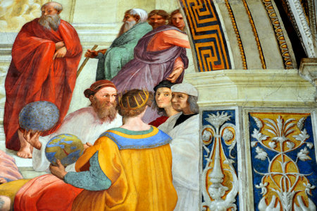 Artwork of Raphael paints at the Vatican Museum, Vatican city in Rome Italy.のeditorial素材