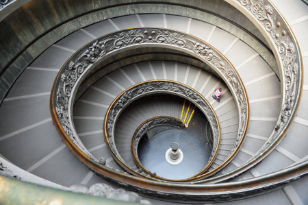 Double helix Spiral staircase designed by Giuseppe Momo of the Vatican Museum in Rome, Italyのeditorial素材