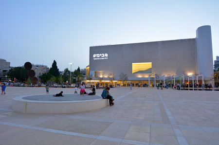 TEL AVIV - MAR 28 2015:Habima Theatre in Tel Aviv, Israel.It's the national theatre of Israel and one of the first Hebrew language theatres. It is located in Habima Square in the center of Tel Aviv.のeditorial素材