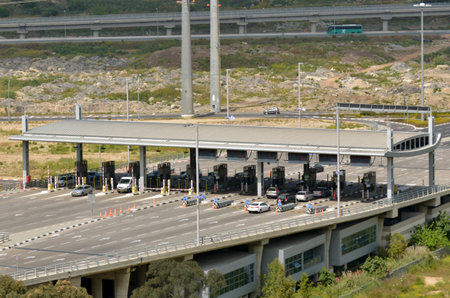 HAIFA, ISR - APR 21 2015:Carmel Tunnels Check Post in Haifa, Israel. The tunnels were built and are...
