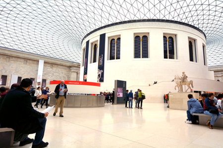LONDON - MAY 15 2015:Visitors in Queen Elizabeth II Great Court of the of the British Museum LondonIn 2013 The British Museum celebrates 255 years.のeditorial素材