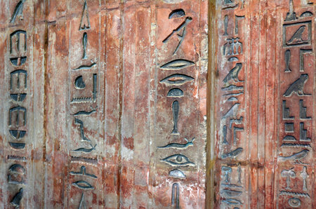 LONDON - MAY 15 2015: Egyptian hieroglyphs in the British Museum London.The Museum contain special antiques taken from Greece, Rome, Egypt, and many different countries.のeditorial素材
