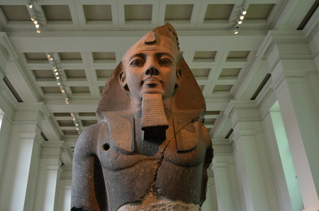 LONDON - MAY 15 2015:Colossal statue of Amenhotep III, c. 1370 BC in the British Museum London.The Museum contain special antiques taken from Greece, Rome, Egypt, and many different countries.のeditorial素材
