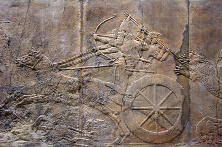 LONDON - MAY 15 2015:Nineveh Palace Reliefs, 701-681 BC.The Museum contain special antiques taken from Greece, Rome, Egypt and many different countriesのeditorial素材