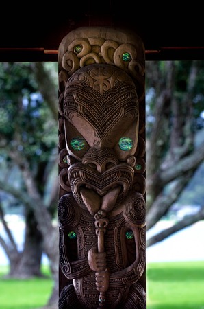 Traditional Maori wall carvings in New Zealand. Photo byの写真素材