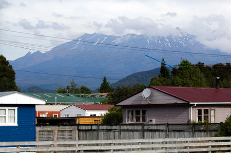 Mt Ruapehu as view from Tongariro National Park, New Zealand.のeditorial素材