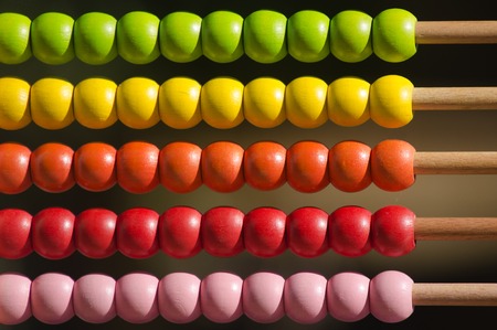 Chinese calculator with colorful beads - Close-up
