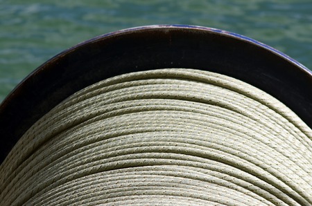 Fishing cable drum on a trawler boat.の写真素材