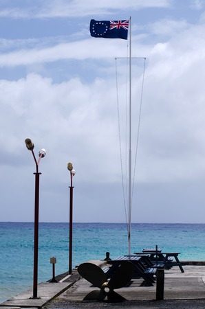 The Cook Islands national flag wave in the wind in Avarua in Rarotonga Cook Islands.の写真素材