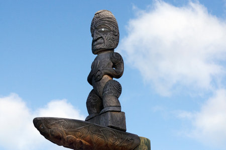 AUCKLAND, NZ - MAY 27: Figure of a Maori male on May 27 2013. About 15% of New Zealand population of 3.8 million is of Maori descent.のeditorial素材