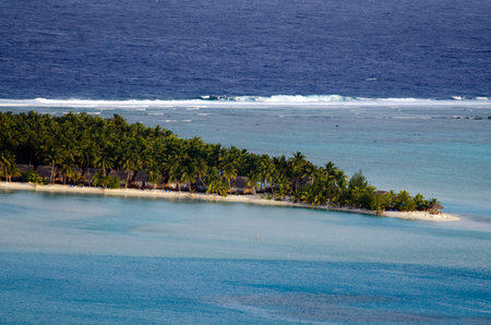AITUTAKI - SEP 16:Aerial view of Aitutaki Lagoon resort and spa on Sep 16 2013.The Cook Islands are comprised of 15 islands spread over 850,000 sq mi 2.2 km2 of the Pacific ocean.のeditorial素材