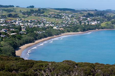 Aerial view of Coopers beach in Doubtless bay Northland , New Zealand.の写真素材