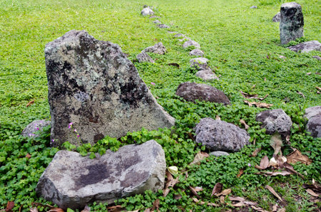 RAROTONGA - SEP 21:Arai Te Tonga Marae on Sep 21 2013.It's the most sacred site in Rarotonga Island .The circa dated 1250 AD.のeditorial素材