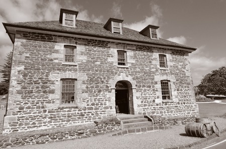 The stone store building in Kerikeri, Northland New Zealand. (BW)の写真素材