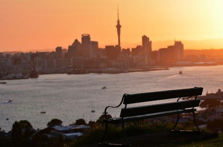 Auckland downtown during sunset.