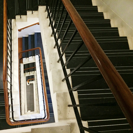 Rectangular staircase  looking down with sense of perspective and vanishing point