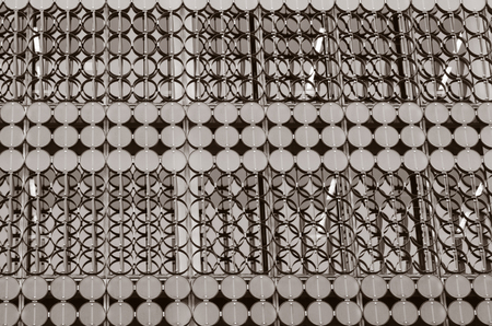Round metal surface background and texture. (BW)