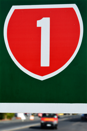 New Zealand State Highway 1 road sign.の写真素材