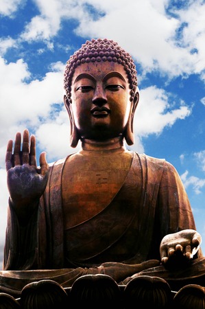 Tian Tan Buddha (Big Buddha) located at Ngong Ping, Lantau Island, in Hong Kong.の写真素材