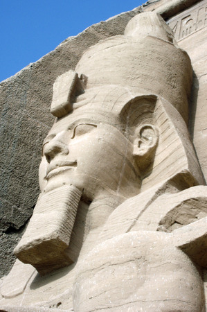 Statue of Ramses II at the Great Temple of Abu Simbel on the border of Egypt and Sudan.の写真素材