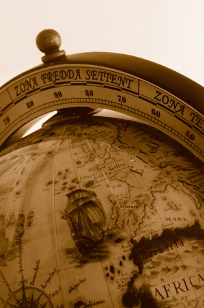 An old globe with the map of the world.の写真素材