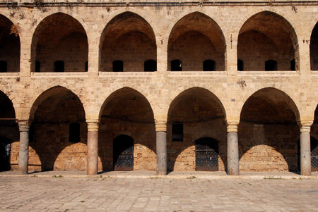 Ottoman landmark building - Han El-Umdan in Acre Akko, Israel.の写真素材