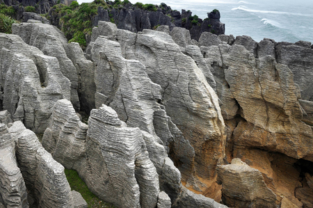 Pancake rocks in Punakaiki, South island, New Zealand.の写真素材