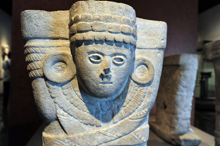 Archaeological and anthropological artifacts from the pre-Columbian heritage of Mexico in Mexican National Museum of Anthropolog the Mexico City, Mexico.のeditorial素材