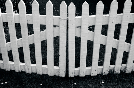 Wooden gate and fence on house entranceの写真素材