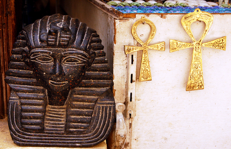 Merchandise in Aswan Market, Aswan Egypt.の写真素材