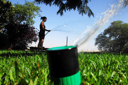 ASHDOD,ISR - JULY 08:Garden irrigation on July 11 2008.Israel Water Authority instituted a temporary ban on garden irrigation in water conservation efforts in an era of rapid water loss and drought.のeditorial素材