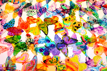 Colourful Butterflies abstract, background textureの写真素材