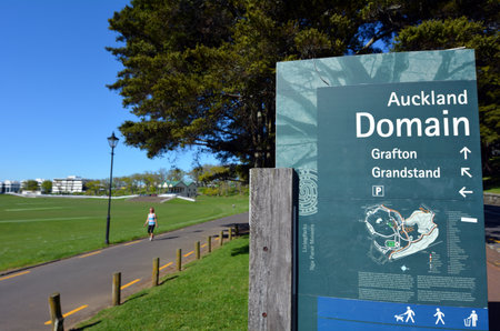 AUCKLAND,  NZL - SEP 28 2015:Auckland Domain in Auckland, New Zealand.The Auckland Domain is Auckland's oldest park, and at 75 hectares one of the largest in the city.のeditorial素材