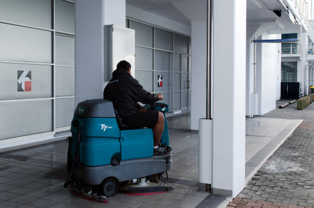 AUCKLAND, NZ - MAY 26: Floor scrubbers on May 26 2013. A team of Italian technicians designed the first prototype of a street sweeper 35 years ago.のeditorial素材