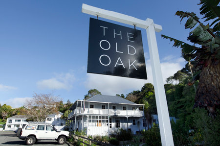 MANGONUI, NZ - JUNE 11:The Oak hotel in Mangonui historic village on June 11 2013.It's home to attractive heritage buildings and still operates as a port of entry to NZ and a commercial fishing base.のeditorial素材