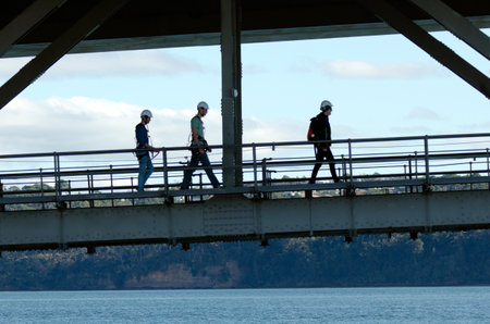 AUCKLAND,NZ - JUNE 02:Visitors during Auckland Bridge Climb on June 02 2013.It's the one and only Bridge Climb in New Zealand.のeditorial素材