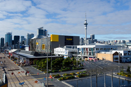 AUCKLAND - JUNE 02:General view of Auckland Viaduct Harbor Basin on June 02 2013.It's a former commercial harbor turned into a development of upscale apartments, office space and restaurants.のeditorial素材