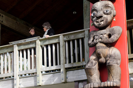 WAITAKERE, NZ - JUNE 02:Visitors in the Waitakere Ranges on June 01 2013.The area is home to kauri snails, glowworms and native long-tailed bats.のeditorial素材