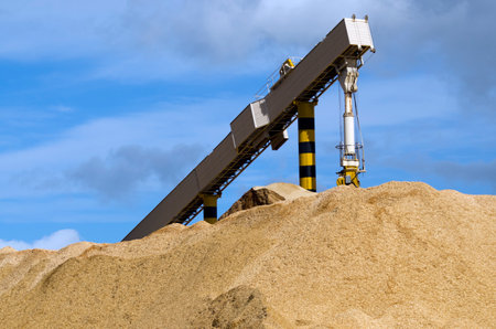 WHANGAREI,NZ - JULY 28:Pile of woodchips for export in Northport on July 28 2013. It's New Zealand third largest export earner with international sales in excess of $4 billion.のeditorial素材